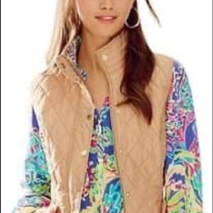 Lilly Pulitzer Tan Quilted Vest Size:M